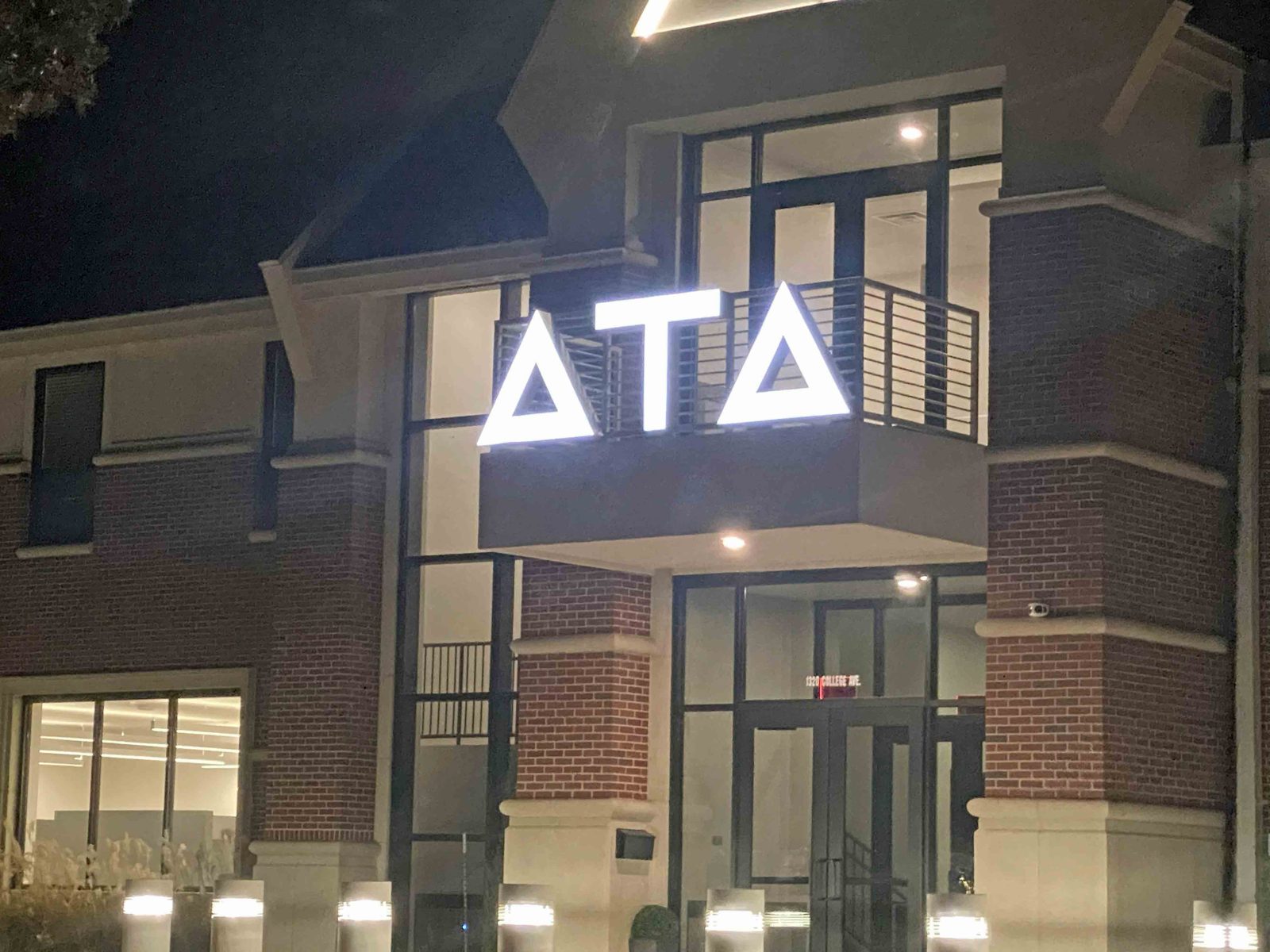 Illuminated letters at night