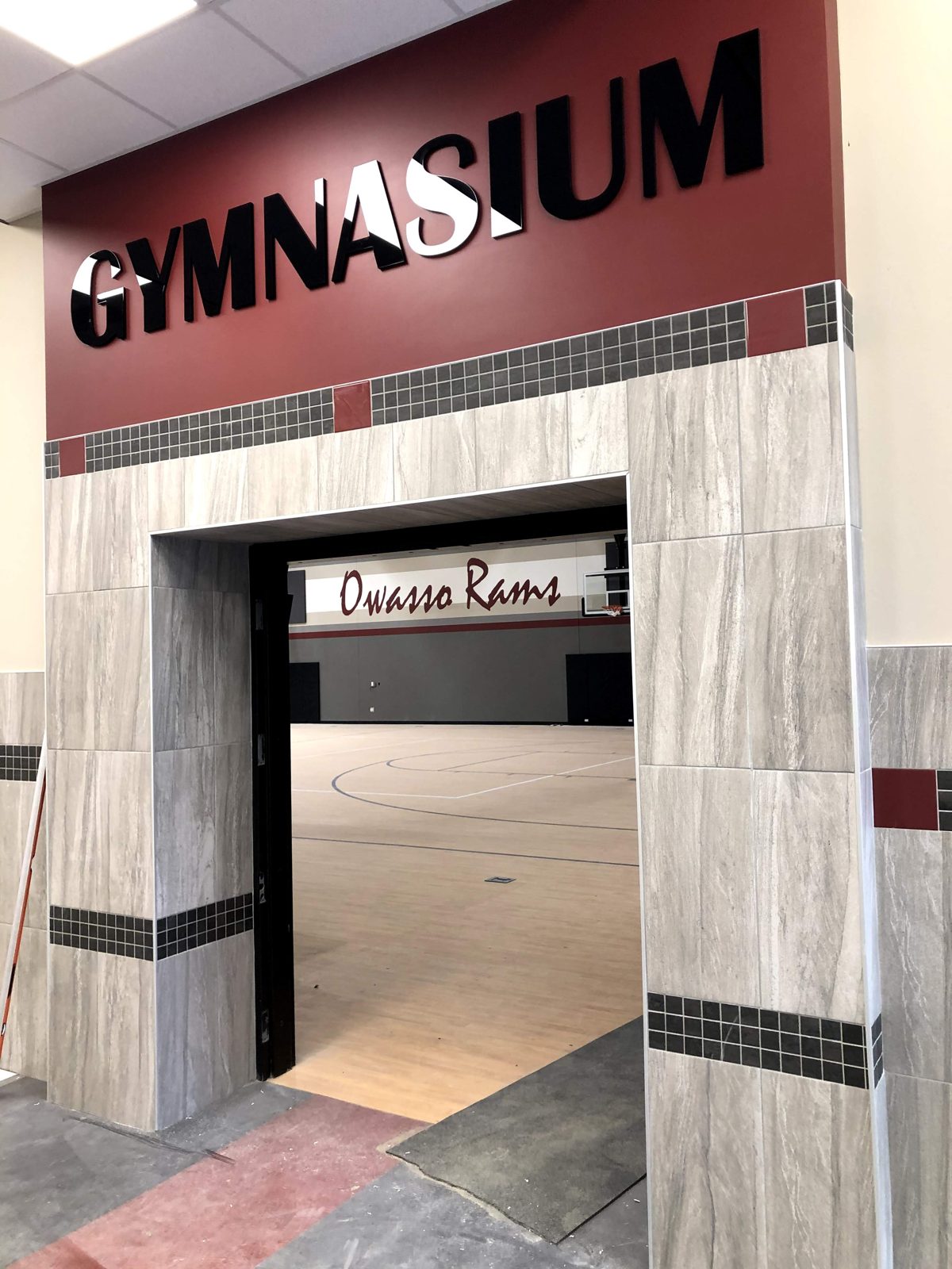 Gymnasium entry letters and vinyl
