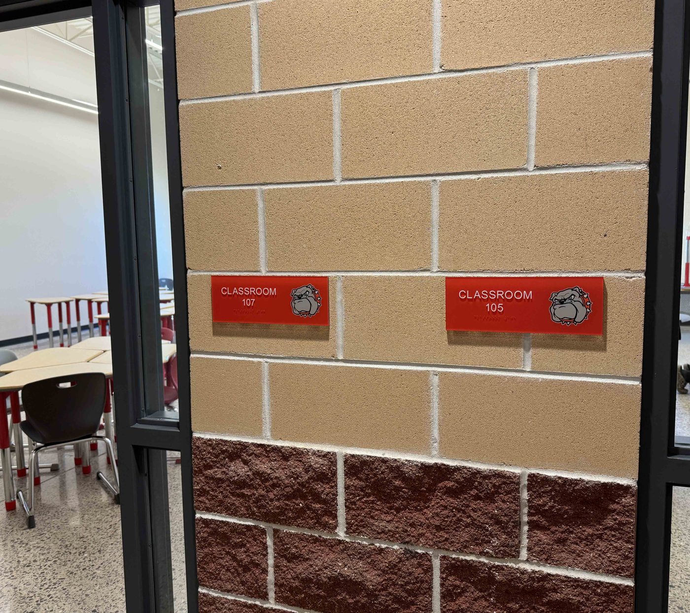 Classroom signs with school branding